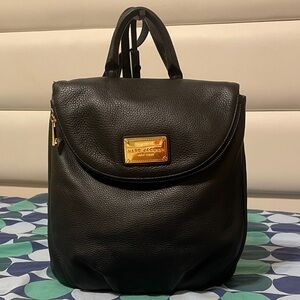 Marc Jacobs Black Backpack with Gold Accents